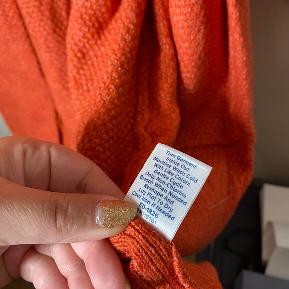 Allison Joy Orange Red Waffle Long Open Front Cardigan Size XS Evereve - Picture 8 of 8